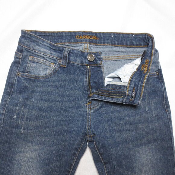 CARBON mens JEANS blue DARK DENIM distressed SLIM SIZE 28X28 - Picture 6 of 15